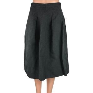 H&M Women's Black Flared Pleated Business Career Zipper Midi A-line Skirt Size 8